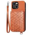 Geometry Series iPhone 14 Plus Case with Wallet - Brown