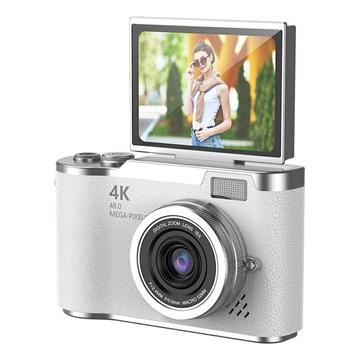 LK007 Flip-Screen Digital Camera with 32GB Memory Card - White