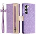 Lace Pattern Samsung Galaxy S23 5G Wallet Case - Purple