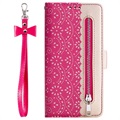 Lace Pattern Samsung Galaxy Note10 Wallet Case - Hot Pink