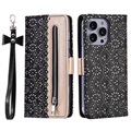 Lace Pattern iPhone 14 Pro Max Wallet Case