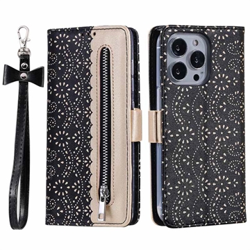iPhone 16 Pro Max Lace Pattern Wallet Case