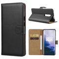 OnePlus 7 Pro Leather Wallet Case with Stand - Black