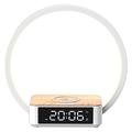 Lippa Bedside Lamp with Wireless Charging and Alarm Clock - White