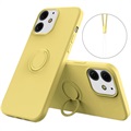 iPhone 13 Liquid Silicone Case with Ring Holder - Yellow