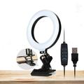 Live Broadcast Video Shooting 6" 3 Color Modes LED Selfie Ring Light + Clamp Mount