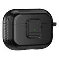 Magnetic Case for Apple AirPods Pro , Buckle Design Bluetooth Earphone TPU Cover with Carabiner - Black