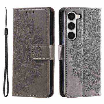 Samsung Galaxy S23 5G Mandala Series Wallet Case - Grey