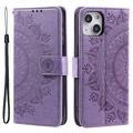 iPhone 14 Mandala Series Wallet Case - Purple