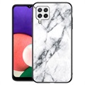Marble Series Samsung Galaxy A22 4G Tempered Glass Case - White