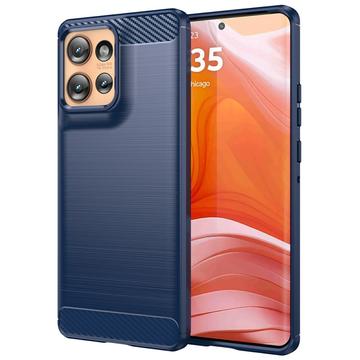 Motorola Edge 50 Brushed TPU Case - Carbon Fiber - Blue