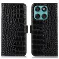 Motorola Edge 60 Fusion Crocodile Series Wallet Leather Case with RFID - Black