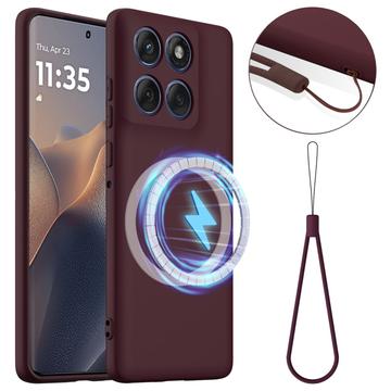 Motorola Edge 60 Pro Liquid Silicone Case - MagSafe Compatible - Wine Red