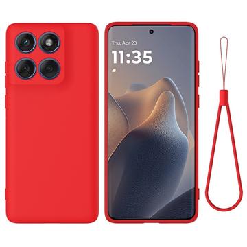 Motorola Edge 60 Pro Liquid Silicone Case with Hand Strap - Red