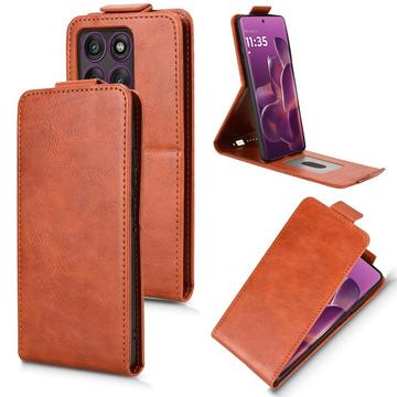 Motorola Edge 60 Pro Vertical Flip Case with Stand - Brown