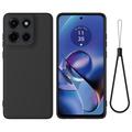 Motorola Edge 60 Stylus Liquid Silicone Case with Hand Strap - Black