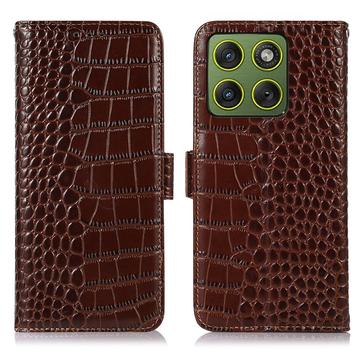 Motorola Edge 70 Crocodile Series Wallet Leather Case with RFID - Brown
