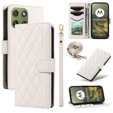 Motorola Edge 70 Luxury Quilted Wallet Case - White