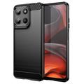 Motorola Moto G15 Brushed TPU Case - Carbon Fiber - Black
