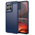 Motorola Moto G15 Brushed TPU Case - Carbon Fiber - Blue