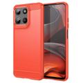Motorola Moto G15 Brushed TPU Case - Carbon Fiber - Red