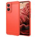 Motorola Moto G35 Brushed TPU Case - Carbon Fiber - Red