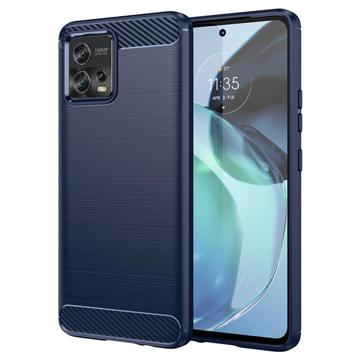 Motorola Moto G72 Brushed TPU Case - Carbon Fiber - Blue