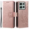Motorola Moto G75 Mandala Series Wallet Case - Rose Gold