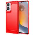 Motorola Moto G85/S50 Neo Brushed TPU Case - Carbon Fiber - Red