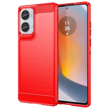 Motorola Moto G85/S50 Neo Brushed TPU Case - Carbon Fiber - Red