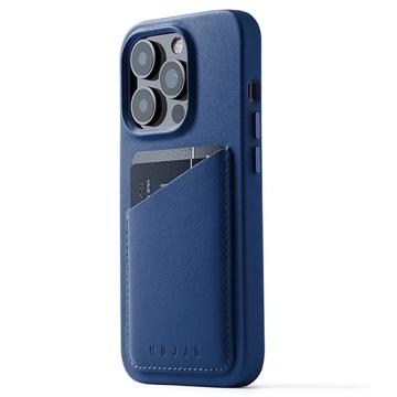 Mujjo Full Leather iPhone 14 Pro Wallet Case - Blue
