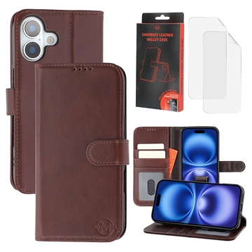 iPhone 17 MyTPhone CardMate Leather Wallet Case - Dark Brown
