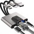 NK-1056S 3-in-1 Ethernet Adapter - USB-C, USB-A & Lightning - 10cm