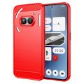 Nothing Phone (2a) Brushed TPU Case - Carbon Fiber - Red