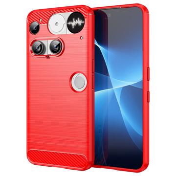Nothing Phone (3) Brushed TPU Case - Carbon Fiber - Red