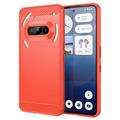 Nothing Phone (3a) Brushed TPU Case - Carbon Fiber - Red