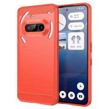 Nothing Phone (3a) Brushed TPU Case - Carbon Fiber - Red