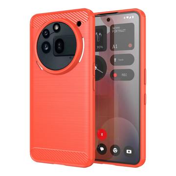 Nothing Phone (3a) Pro Brushed TPU Case - Carbon Fiber - Red