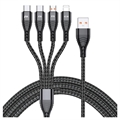 Nylon Braided Universal 4-in-1 USB Cable - 66W, 2m - Black