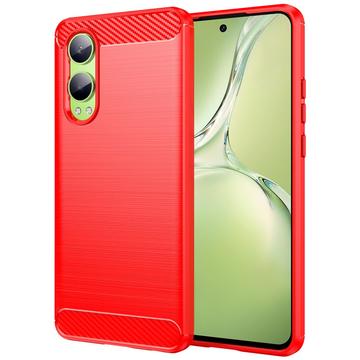 OnePlus Nord CE4 Lite/Oppo K12x Brushed TPU Case - Carbon Fiber - Red