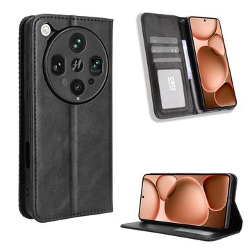 Oppo Find X8 Ultra Retro Wallet Case with Magnetic Closure - Black