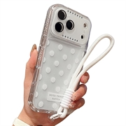 iPhone 17 Pro Max PC / TPU Cover with Lens Film & Strap - Polka Dot - White