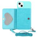 Heart Series iPhone 14 Plus Case with Wallet & Strap - Baby Blue