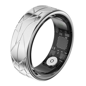 PX02 Crack Design Multi-Function Smart Ring with Photo Control - Size: 17.4mm - Silver