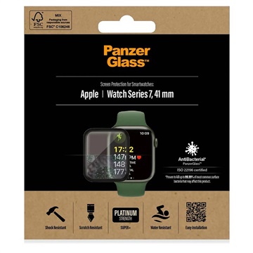 PanzerGlass AntiBacterial Apple Watch Series 9/8/7 Screen Protector - 41mm