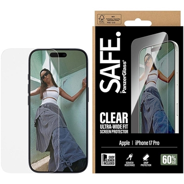iPhone 17 Pro PanzerGlass Safe Ultra-Wide Fit Tempered Glass Screen Protector - 9H - Clear