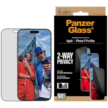 iPhone 17 Pro Max PanzerGlass Ultra-Wide Fit EasyAligner 2-Way Privacy Screen Protector - 9H - Black Edge