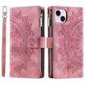 Mandala Zipper iPhone 14 Plus Wallet Case - Rose Gold