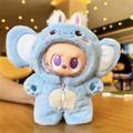 Plush Animal Themed Hooded Jumpsuit for Labubu Doll 17cm - Elephant