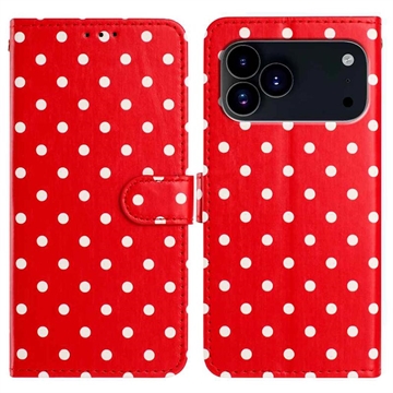 iPhone 17 Pro Polka Dot Pattern Wallet Case - Red